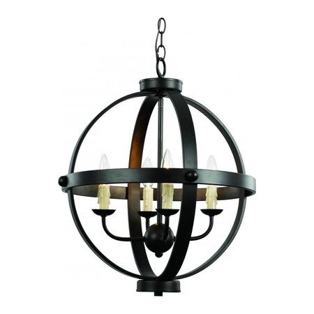 Trans Globe 4Lt Chandelier-Rustic Axel Orb 70594 ROB